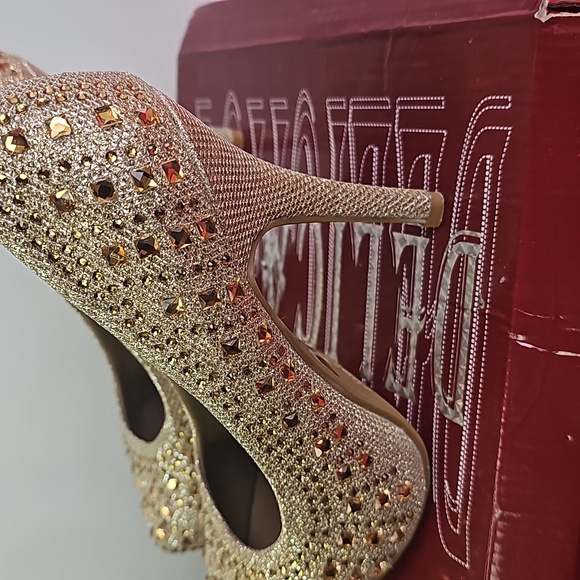 Delicacy Champagne Glitter Heels/ Size 9 - Picture 2 of 6